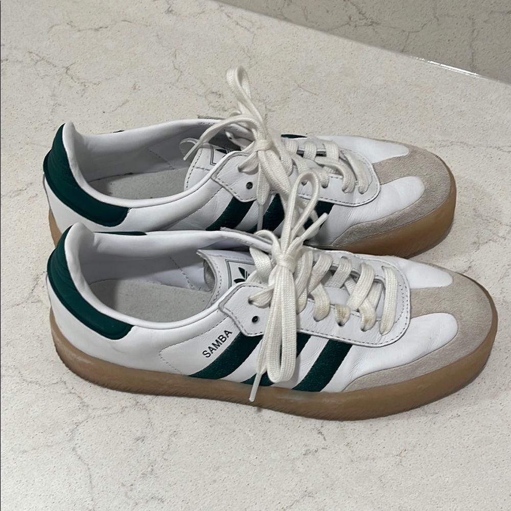 Adidas Samba White and Green Sneakers